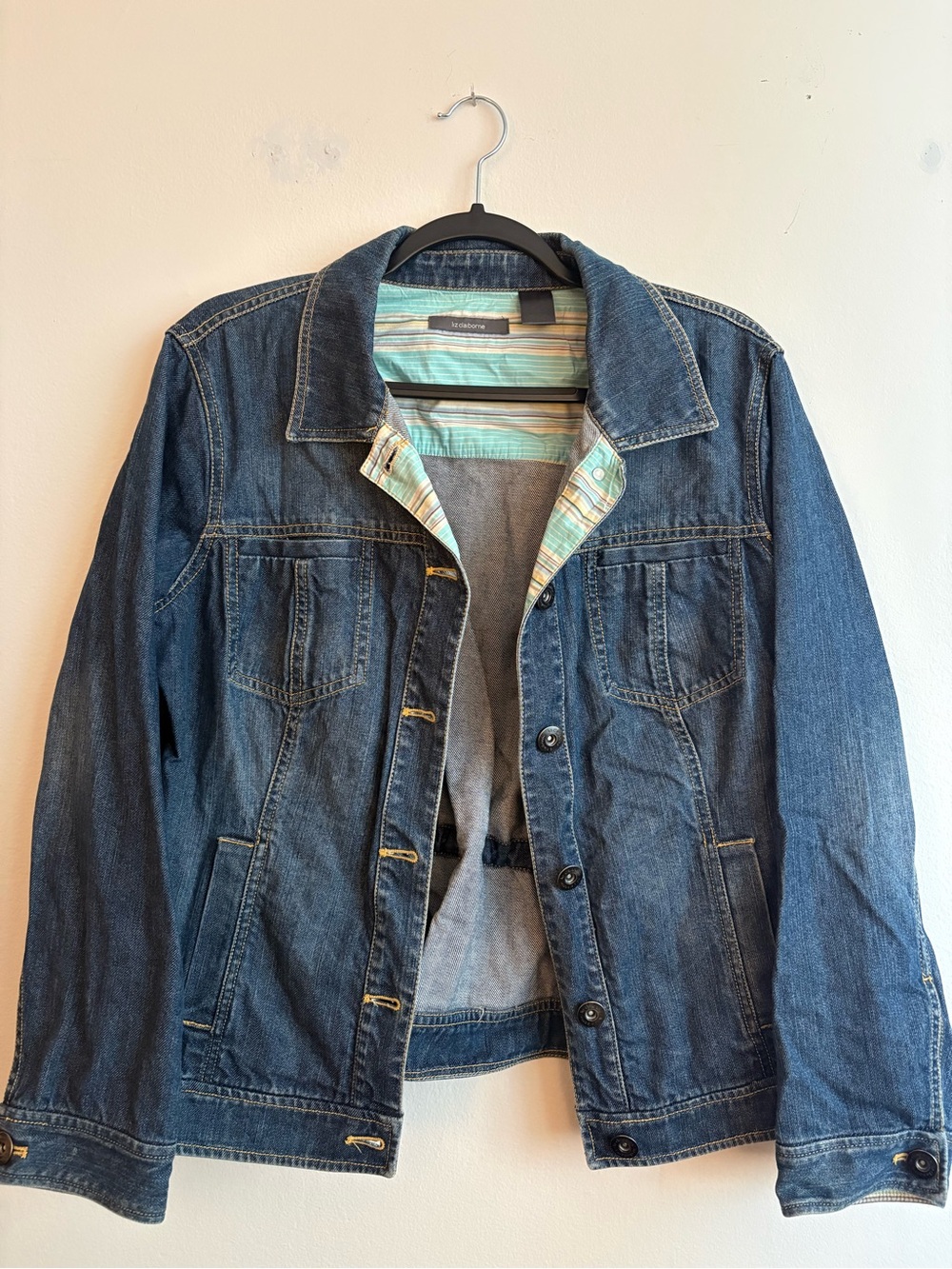 Denim Jacket with Striped Lining